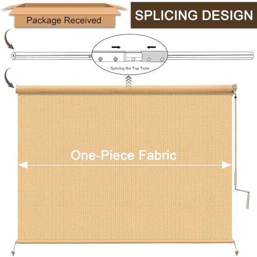 Outdoor Roller Shades for Patio (Sesame / 96"W x 72"H)
