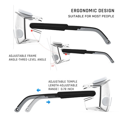 Anti fog Safety Glasses Over Glasses (White&black)