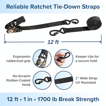 Ground Anchors Screw in Kit with Ratchet Straps