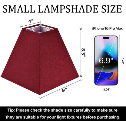 Small Lamp Shades Set of 2 (Burgundy-red faux silk / 4 × 9 × 8.3 inches (2 pack))