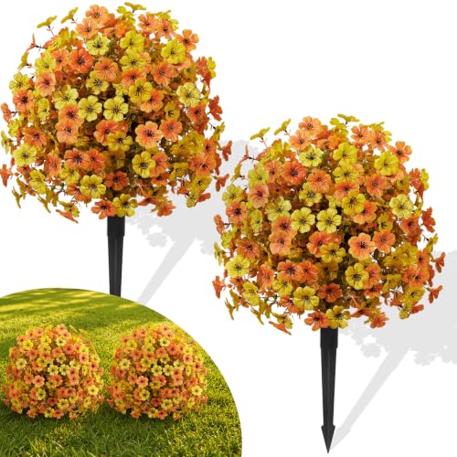 Outdoor Artificial Violet Flowers with Ground Stake