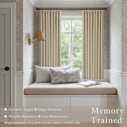 Oatmeal 72 Inch Pinch Pleated Blackout Curtains for Bedroom 50 Inch Wide (Oatmeal / 50"W x 72"L (Pack of 2))