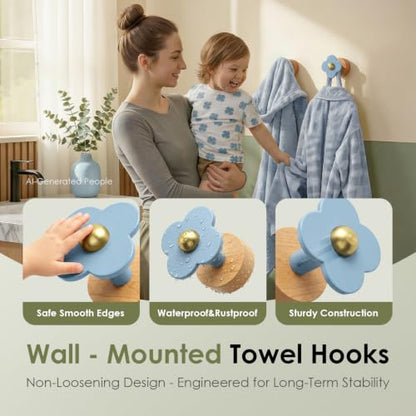 Upgreded Heavy Duty Coat Rack Wall Mount for Entryway (Blue / 2 Hooks)