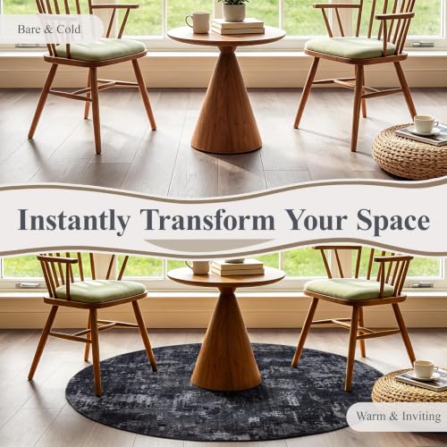 4ft Round Area Rug (Black & Grey / 4' (Round))