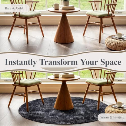 4ft Round Area Rug (Black & Grey / 4' (Round))