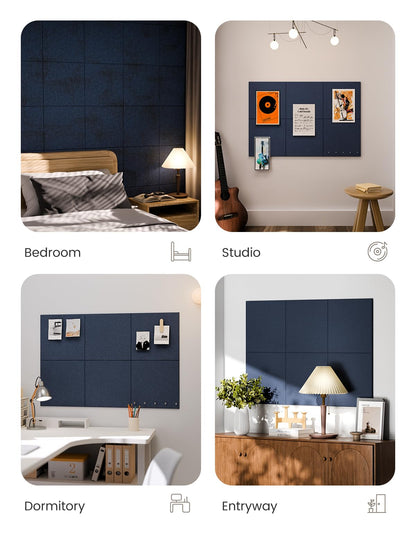 Felt Bulletin Board & Cork Board Alternative 36'' x 24'' (Carbon Blue-1 / Solid tile 6-pack)