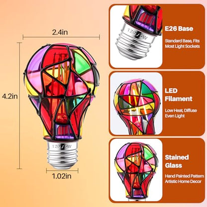 E26 6W Non Dimmable Stained Glass LED Light Bulb