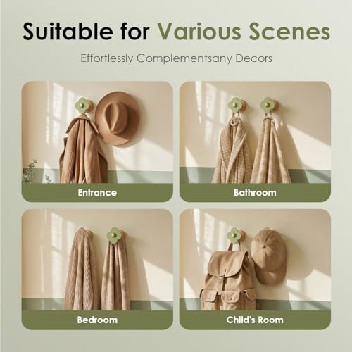 Upgreded Heavy Duty Coat Rack Wall Mount for Entryway (Green / 2 Hooks)