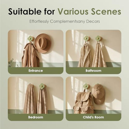 Upgreded Heavy Duty Coat Rack Wall Mount for Entryway (Green / 2 Hooks)