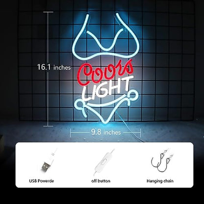 Bikini Crs LIGHT Neon Signs for Wall Decor Neon Lights for Business Led Signs Suitable for Man Cave Restaurant Office Bar Pub Led Art 5V Power Adapter 16.1 * 9.8 Inch (Bikini Crs Light)