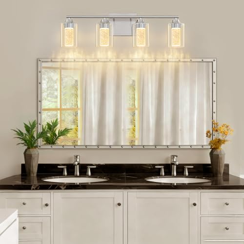 4 Light Brushed Nickel Bathroom Vanity Light with 3 Color Modes (4-light / Brushed Nickel)