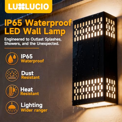 10.2" Black Indoor Outdoor Hardwired Modern LED Wall Sconce (Black - Cutout Design / 1 pack)