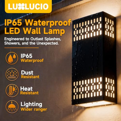 10.2" Black Indoor Outdoor Hardwired Modern LED Wall Sconce (Black - Cutout Design / 1 pack)