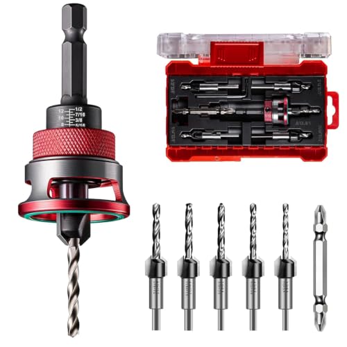 Countersink Drill Bit Set with Low Friction Depth Stop