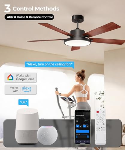 RGBCW Smart 52" 2600LM LED Ceiling Fan Light with Remote