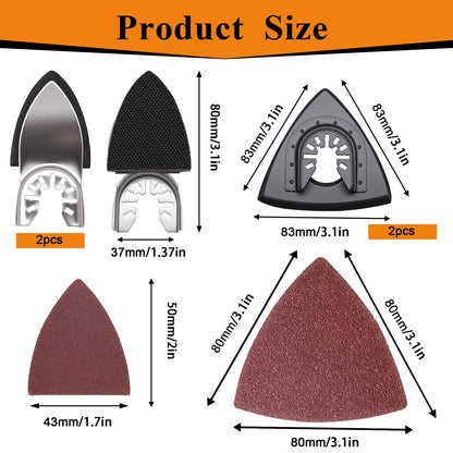 114Pcs Oscillating Tool Sanding Pads Kit 2Pcs Triangle Sanding Pads and 2Pcs Finger Sanding Pad 110Pcs Sandpaper Grit