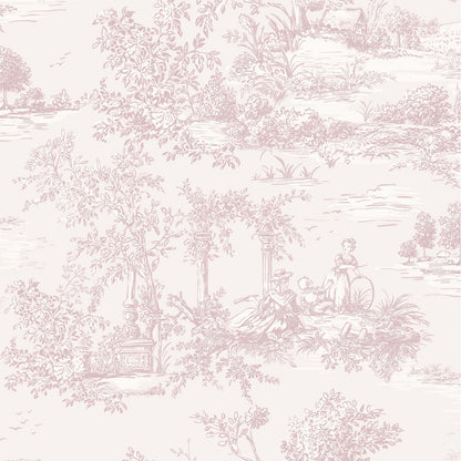 Peel and Stick Wallpaper Vintage Wallpaper Pink Removable Wall Paper Toile Self (Pink / 17.3" x 196.8")