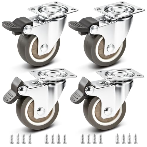 2" Silent Rubber 360 Degree Swivel Plate Casters with Brakes (2" (with brake))