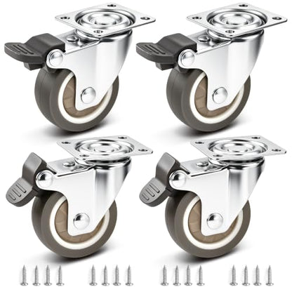 2" Silent Rubber 360 Degree Swivel Plate Casters with Brakes (2" (with brake))