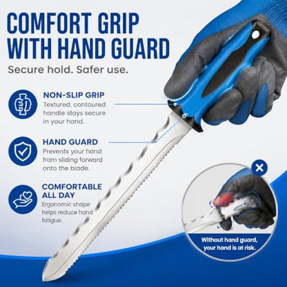 Double Side Serrated Insulation Knife (Blue / 11 IN)