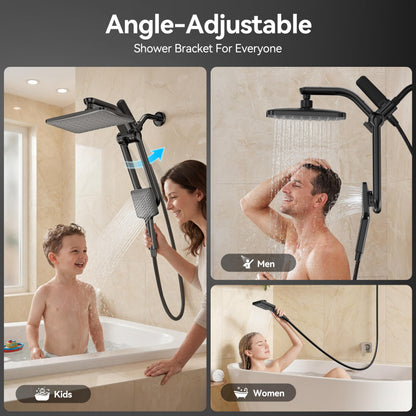 Dual Filtered Rainfall Handheld Showerhead Spray Combo for Bathroom (Matte Black)