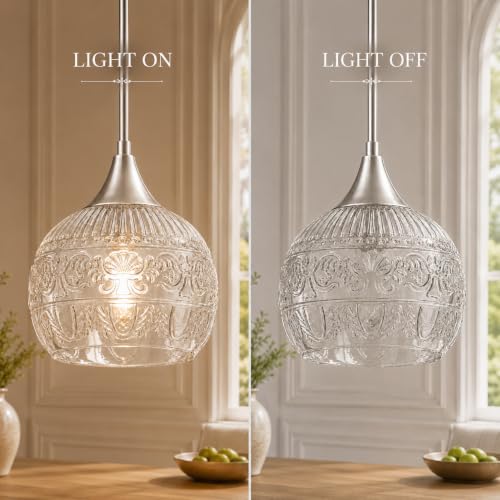 Vintage Pendant Lights Kitchen Island With Glass Shade Set of 2