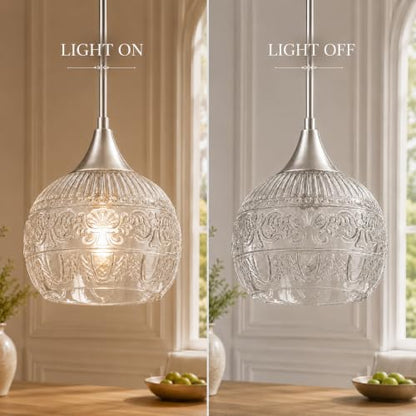 Vintage Pendant Lights Kitchen Island With Glass Shade Set of 2
