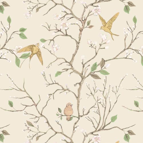Peel and Stick Wallpaper Floral Birds Contact Paper Removable Self