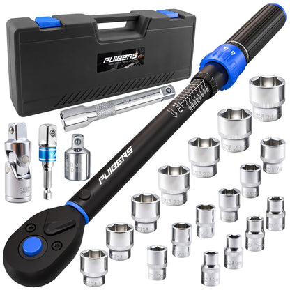 1/2-Inch Drive Torque Wrench Set, 10-170 ft-lb Dual Scale (1/2" 10-170 FT.LB - 22 Pcs)