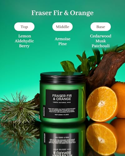 Fraser Fir Orange Scented Candles Non Toxic for Christmas Decor 70H (Medium Jar / Fraser Fir Orange)