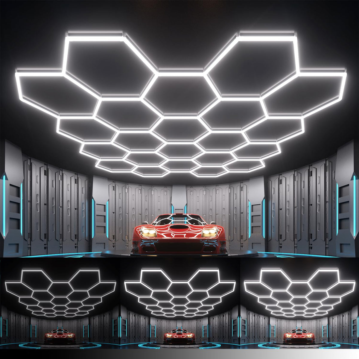 Dimmable Hexagon Garage Lights (22 HEX+NoBorder)