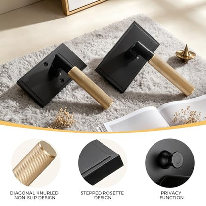 Brass Knurled Privacy Door Lever