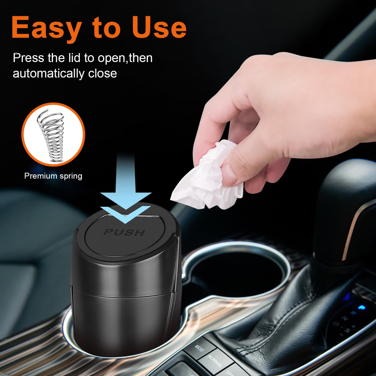 Car Trash Can (Black / Round)