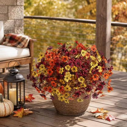 Artificial Flowers Daisy with Eucalyptus Leaves for Outdoor Indoor Garden Home Decoration 12 Bundles