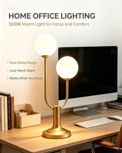 Globe Table Lamp for Bedroom Dimmable Modern Round Ball Lamp
