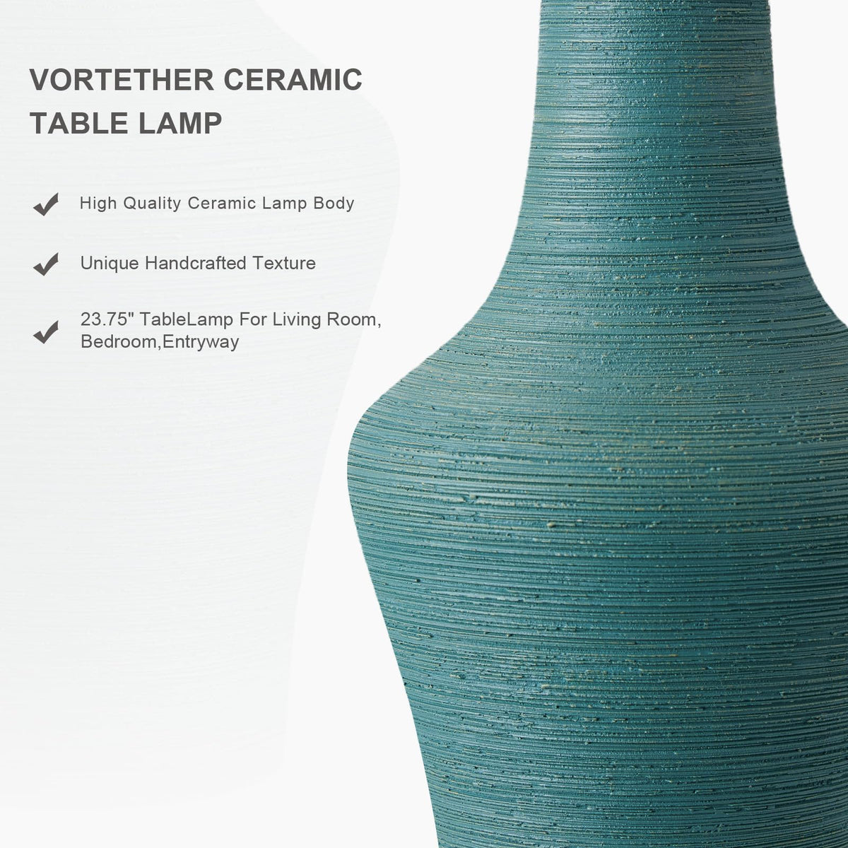 23" Farmhouse Ceramic Table Lamp Modern Bedside Lamps Matte Teal (23.25" Single - Matte Teal)
