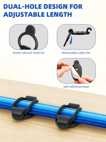20 Pack Adhesive Cable Clips (Black)