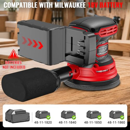 Cordless Random Orbital Sander Compatible with Dewalt 20V Battery and Compatible with Milwaukee 18V