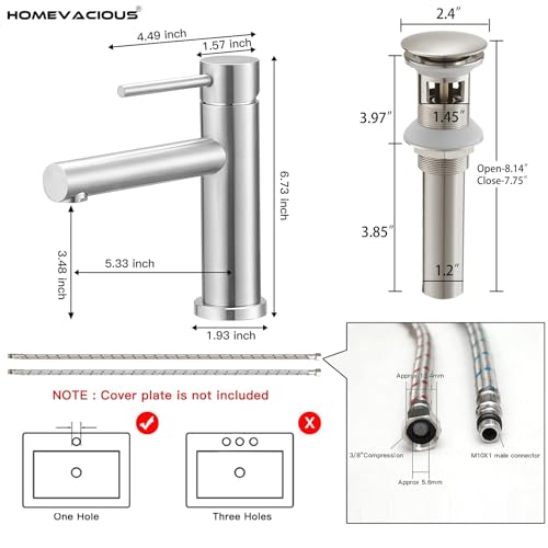 Waterfall Bathroom Faucet Single Handle Lavatory with Pop Up Drain