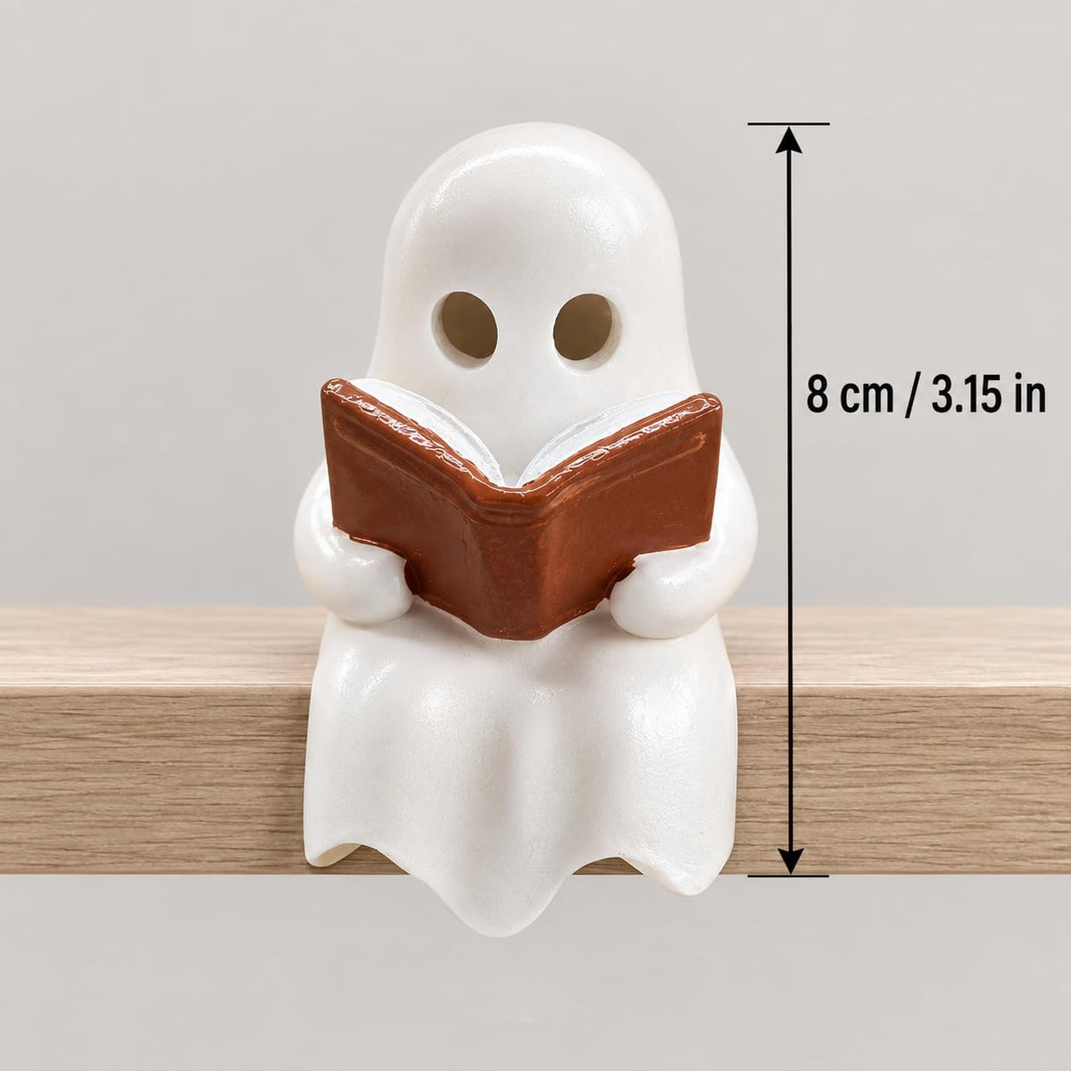 Halloween Ghost Figurine with Lamp Ghost Resin Cute Funny Ghost Reading Book Designs Mini Night Light Statue Halloween Tabletop Ornament Decoration for Gift Home Decor New Year's Gifts (Style 7)