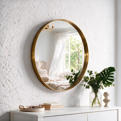 Round Wall Mirror 24 Inch (Gold / 20"L x 20"W / Concave-Circle)