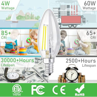 24 Pack E12 LED Bulbs for Chandelier 60W Equivalent 4000K Natural White (24 Count (Pack of 1))