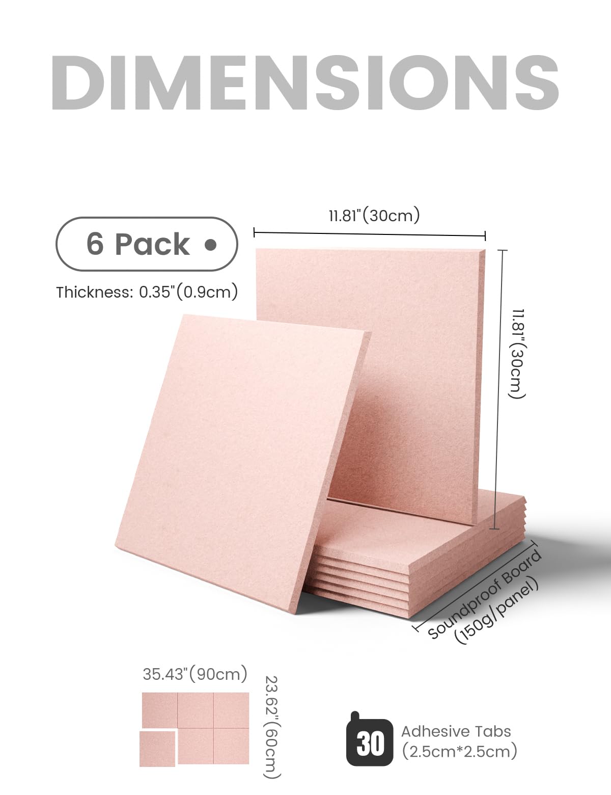 Felt Bulletin Board & Cork Board Alternative 48'' x 36'' (Pink-1 / Solid tile 6-pack)