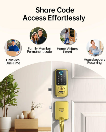 Smart Lock for Front Door (Brushed Gold)