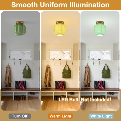 Green Milk Glass Flush Mount Ceiling Light