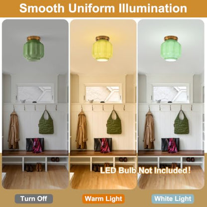 Green Milk Glass Flush Mount Ceiling Light