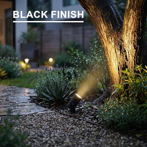 6W Low Voltage LED Flood Lights 12V AC Landscape Spotlights 260 Lumens 3000K Warm White Outdoor Accent Lights with Metal Stakes & Connectors for Garden Tree & Yard