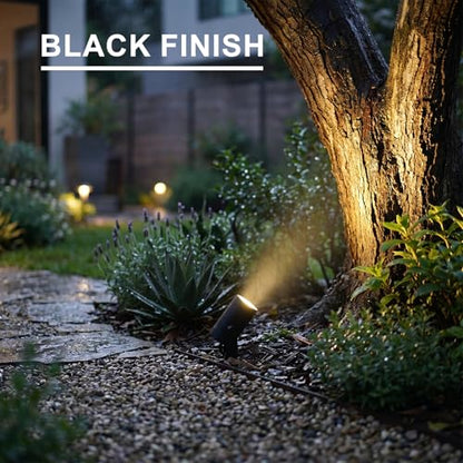 6W Low Voltage LED Flood Lights 12V AC Landscape Spotlights 260 Lumens 3000K Warm White Outdoor Accent Lights with Metal Stakes & Connectors for Garden Tree & Yard