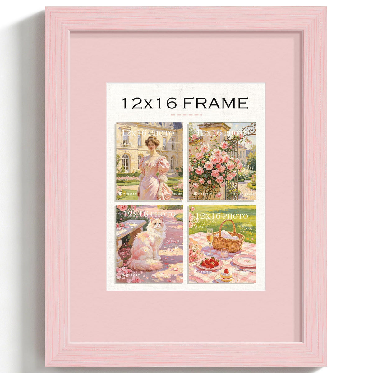 12x16 Blush Pink Picture Frame (Pink Frame Pink Mat / 12x16)