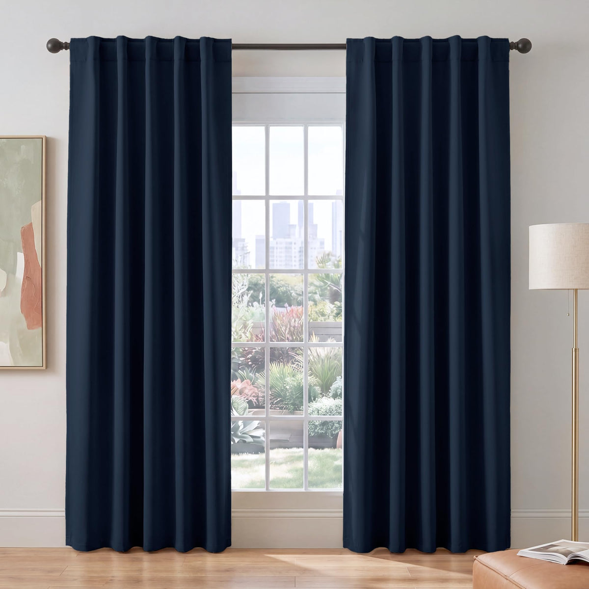 Navy Blue Blackout Curtains 90 inch Length 2 Panels Set (Navy Blue / 42"W x 90"L (Pack of 2))